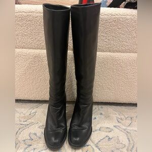 Barneys NY Co-Op Black Leather Knee-High Boots